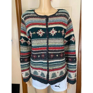 Wool/Silk blend Floral knit Women Sweater size S by David Brooks
